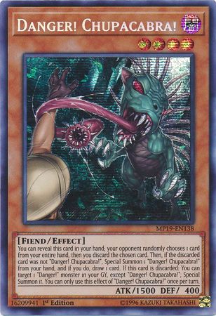 Danger Chupacabra MP19 EN138 Prismatic Secret Rare 1st Edition Yu Gi Oh 2019 Mega Tins Gold Sarcophagus Tin Mega Pack Singles Danger Chupacabra MP19 EN138 Prismatic Secret Rare 1st Edition Yu Gi Oh 2019 Mega Tins Gold Sarcophagus Tin Mega Pack Singles