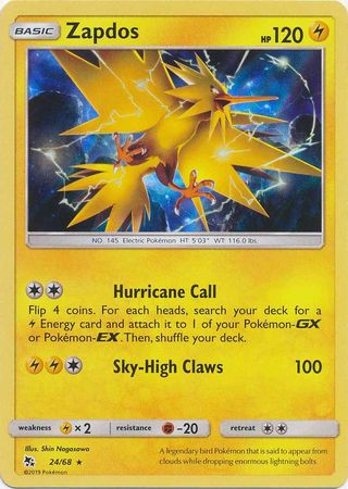 Zapdos Sun Moon Hidden Fates Pokemon Trollandtoad