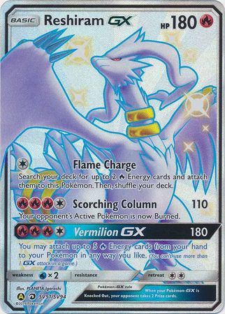 Reshiram GX 71/70 Hyper Rainbow Secret Rare Pokemon Card Near Mint