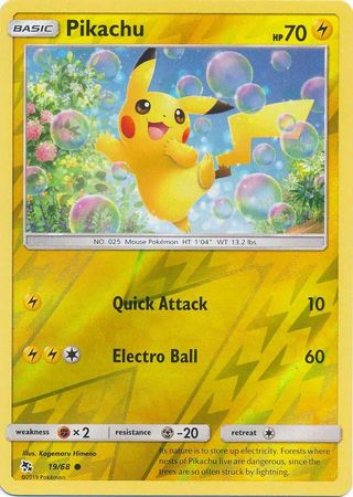 Hidden Fates Near Mint Pokémon Pikachu 19/68 Non-Holo Card NM