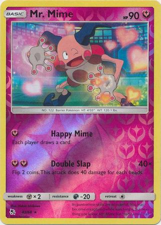 M Hidden Fates Reverse Holo Pack Fresh NM Mr Mime 43/68 Pokemon Card 