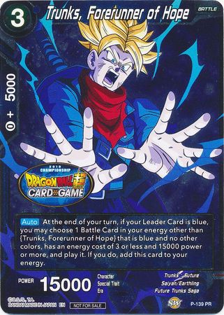 Trunks Forerunner of Hope P 139 Foil Championship Pack 2019 Promo Limited Trunks Forerunner of Hope P 139 Foil Championship Pack 2019 Promo Limited