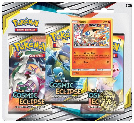 2-Pack Pokemon TCG Sun & Moon Cosmic Eclipse Mini Booster Packs SEALED 3 Card 