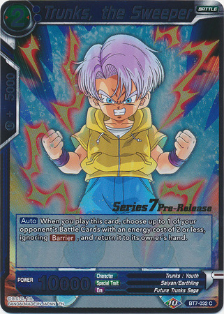 Trunks the Sweeper BT7 032 Foil Pre Release Promo Assault of the Saiyans Pre Release Promos Trunks the Sweeper BT7 032 Foil Pre Release Promo Assault of the Saiyans Pre Release Promos