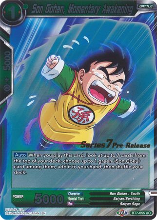 Son Gohan Momentary Awakening BT7 055 Foil Pre Release Promo Son Gohan Momentary Awakening BT7 055 Foil Pre Release Promo