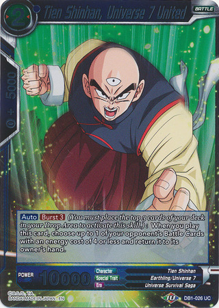 Tien Shinhan Universe 7 United DB1 026 Foil Uncommon Draft Box 4 Dragon Brawl Foil Singles Tien Shinhan Universe 7 United DB1 026 Foil Uncommon Draft Box 4 Dragon Brawl Foil Singles