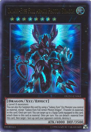 Galaxy Eyes Full Armor Photon Dragon DUPO EN063 Ultra Rare Unlimited Galaxy Eyes Full Armor Photon Dragon DUPO EN063 Ultra Rare Unlimited
