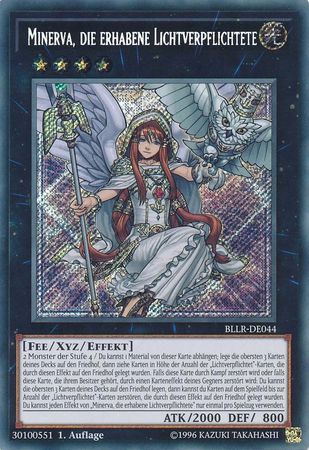 Minerva die erhabene Lichtverpflichtete BLLR DE044 Secret Rare 1st Edition German Yugioh Cards Minerva die erhabene Lichtverpflichtete BLLR DE044 Secret Rare 1st Edition German Yugioh Cards