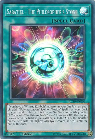 Sabatiel The Philosopher s Stone AC19 EN006 Super Rare 1st Edition Sabatiel The Philosopher s Stone AC19 EN006 Super Rare 1st Edition