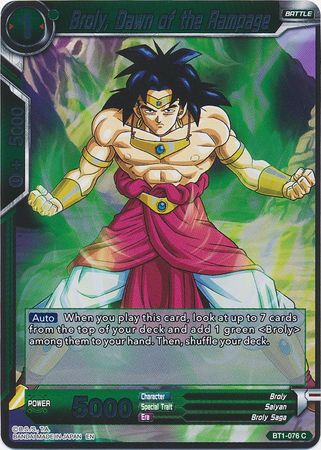 Broly Dawn of the Rampage BT1 076 Foil Common Galactic Battle Foil Singles Broly Dawn of the Rampage BT1 076 Foil Common Galactic Battle Foil Singles