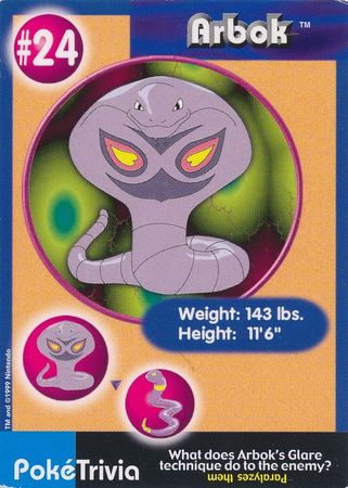 Arbok 24 PokeTrivia Mewtwo Strikes Back Collectible Movie Scene 2 Arbok 24 PokeTrivia Mewtwo Strikes Back Collectible Movie Scene 2