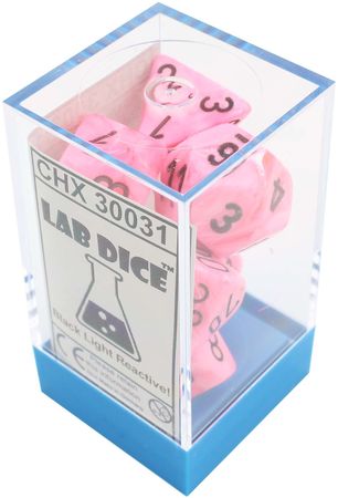 Chessex Vortex Snow Pink w Black Set of 7 Dice CHX30031 Chessex Vortex Snow Pink w Black Set of 7 Dice CHX30031