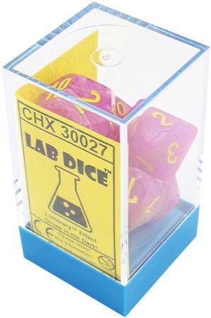 Chessex Leaf Fuschia w Yellow Luminary Set of 7 Dice CHX30027 Chessex Leaf Fuschia w Yellow Luminary Set of 7 Dice CHX30027