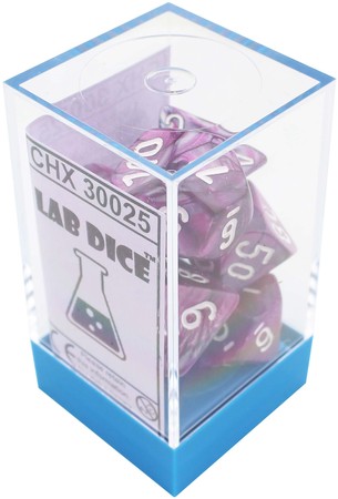 Chessex Lustrous Amethyst w White Set of 7 Dice CHX30025 Chessex Lustrous Amethyst w White Set of 7 Dice CHX30025