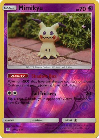Mimikyu 97 236 Rare Reverse Holo Sun Moon Cosmic Eclipse Reverse Holo Singles Mimikyu 97 236 Rare Reverse Holo Sun Moon Cosmic Eclipse Reverse Holo Singles