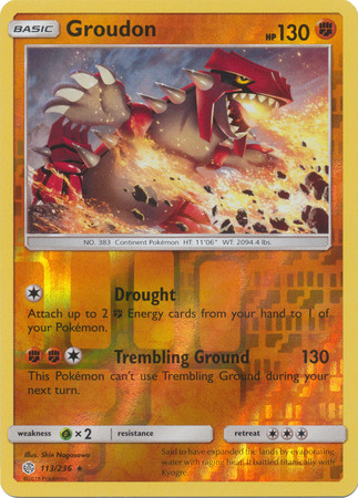 Groudon 113 236 Rare Reverse Holo Sun Moon Cosmic Eclipse Reverse Holo Singles Groudon 113 236 Rare Reverse Holo Sun Moon Cosmic Eclipse Reverse Holo Singles