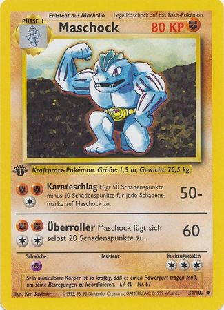 Details about   1999 Pokemon German Base Set Maschock Machoke #34/102 PSA 10 POP 2 
