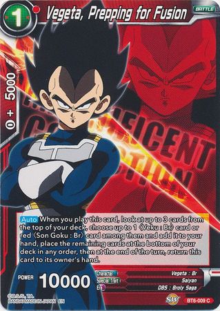 Vegeta Prepping for Fusion BT6 009 Common Magnificent Collection Vegeta Prepping for Fusion BT6 009 Common Magnificent Collection