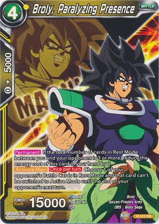 Broly Paralyzing Presence P 111 Promo Magnificent Collection Broly Paralyzing Presence P 111 Promo Magnificent Collection