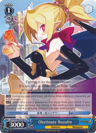 Obstinate Rozalin DG EN S03 E143U Uncommon U Weiss Schwarz Disgaea Ver E Obstinate Rozalin DG EN S03 E143U Uncommon U Weiss Schwarz Disgaea Ver E