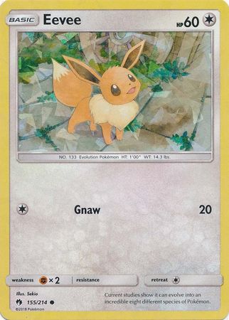 Pokemon Card Eevee 155/214 Reverse Sun and Moon 8 SL8 Fr New