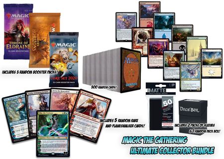 500 Magic Cards with 5 Rares 5 Planeswalkers 3 Packs Sleeves and Deck Box MTG 500 Magic Cards with 5 Rares 5 Planeswalkers 3 Packs Sleeves and Deck Box MTG