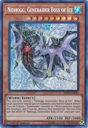 Nidhogg Generaider Boss of Ice MYFI EN031 Secret Rare 1st Edition Mystic Fighters Singles Nidhogg Generaider Boss of Ice MYFI EN031 Secret Rare 1st Edition Mystic Fighters Singles