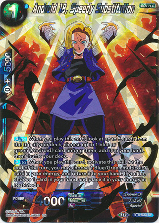 Android 18 Speedy Substitution BT8 033 Super Rare Malicious Machinations Singles Android 18 Speedy Substitution BT8 033 Super Rare Malicious Machinations Singles