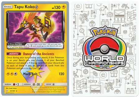 Pokemon Center 2019 Card shaped Tin Safety Pin Badge set Lightning Tapu Koko