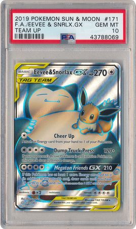 Eevee Snorlax GX 171 181 PSA GEM MT 10 Full Art Ultra Rare S M Team Up 8069 Sun Moon Team Up Singles Eevee Snorlax GX 171 181 PSA GEM MT 10 Full Art Ultra Rare S M Team Up 8069 Sun Moon Team Up Singles