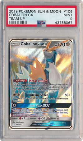 Cobalion GX 106 181 PSA Mint 9 Ultra Rare S M Team Up 8067 Sun Moon Team Up Singles Cobalion GX 106 181 PSA Mint 9 Ultra Rare S M Team Up 8067 Sun Moon Team Up Singles