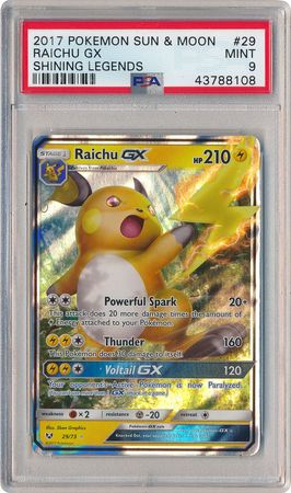 Raichu GX 29 73 PSA Mint 9 Ultra Rare S M Shining Legends 8108 Sun Moon Shining Legends Singles Raichu GX 29 73 PSA Mint 9 Ultra Rare S M Shining Legends 8108 Sun Moon Shining Legends Singles