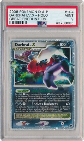 Darkrai LV X 104 106 PSA Mint 9 Ultra Rare D P Great Encounters 8085 Diamond Pearl Great Encounters Singles Darkrai LV X 104 106 PSA Mint 9 Ultra Rare D P Great Encounters 8085 Diamond Pearl Great Encounters Singles