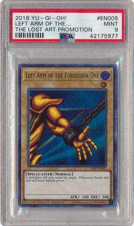 Left Arm of the Forbidden One LART EN005 PSA Mint 9 Ultra Rare LART 5977 The Lost Art Promotion Left Arm of the Forbidden One LART EN005 PSA Mint 9 Ultra Rare LART 5977 The Lost Art Promotion
