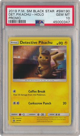 Detective Pikachu SM190 PSA GEM MT 10 Movie Promo S M Promo 0347 Pokemon Sun Moon Promos Detective Pikachu SM190 PSA GEM MT 10 Movie Promo S M Promo 0347 Pokemon Sun Moon Promos