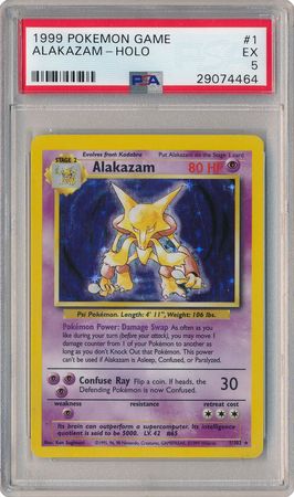Alakazam 1 102 PSA EX 5 Holo Rare Unlimited Base Set 4464 Base Set Unlimited Singles Alakazam 1 102 PSA EX 5 Holo Rare Unlimited Base Set 4464 Base Set Unlimited Singles