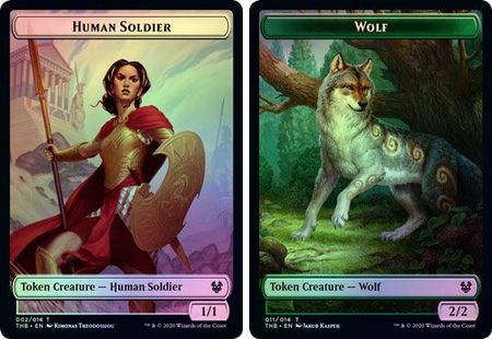 Human Soldier Token 002 Wolf Token 011 Foil THB Theros Beyond Death Singles Human Soldier Token 002 Wolf Token 011 Foil THB Theros Beyond Death Singles