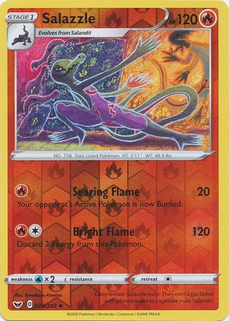 Salazzle 028 202 Uncommon Reverse Holo Sword Shield Base Set Reverse Holo Singles Salazzle 028 202 Uncommon Reverse Holo Sword Shield Base Set Reverse Holo Singles