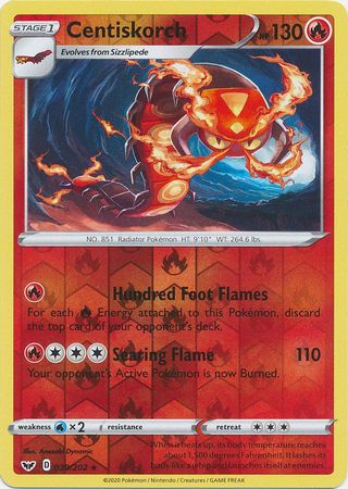 Centiskorch 039 202 Rare Reverse Holo Sword Shield Base Set Reverse Holo Singles Centiskorch 039 202 Rare Reverse Holo Sword Shield Base Set Reverse Holo Singles