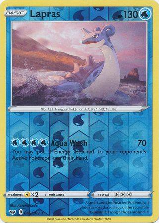 SHIPS SAME DAY Pokemon Card NM/M Lapras 048/202 Basic Water Type 2020 Rare 