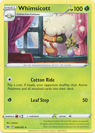 Whimsicott 006 202 Rare Sword Shield Base Set Singles Whimsicott 006 202 Rare Sword Shield Base Set Singles