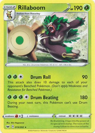Rillaboom 015 202 Rare Sword Shield Base Set Singles Rillaboom 015 202 Rare Sword Shield Base Set Singles