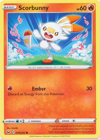 Scorbunny 030 202 Common Sword Shield Base Set Singles Scorbunny 030 202 Common Sword Shield Base Set Singles