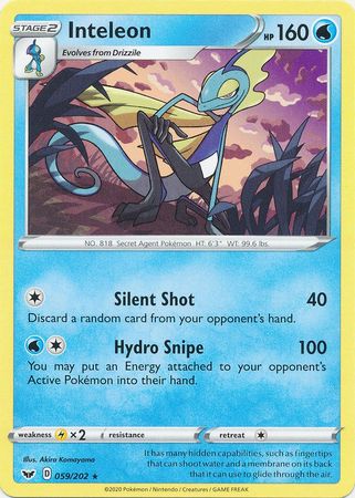 Inteleon 059 202 Rare Sword Shield Base Set Singles Inteleon 059 202 Rare Sword Shield Base Set Singles