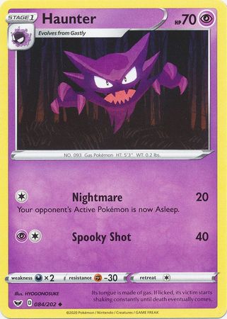 Haunter 084 202 Uncommon Sword Shield Base Set Singles Haunter 084 202 Uncommon Sword Shield Base Set Singles