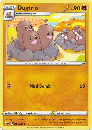 Dugtrio 093 202 Uncommon Sword Shield Base Set Singles Dugtrio 093 202 Uncommon Sword Shield Base Set Singles