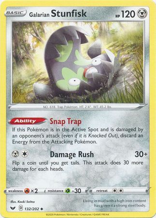 Galarian Stunfisk 132 202 Uncommon Sword Shield Base Set Singles Galarian Stunfisk 132 202 Uncommon Sword Shield Base Set Singles