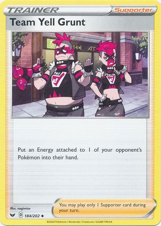 Pokemon Card Sword and Shield 184/202 Team Yell Grunt supporter Reverse Holo