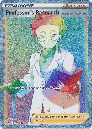 209/202 Professor's Research Rainbow Rare Card Pokemon Sword and Shield Base Set 