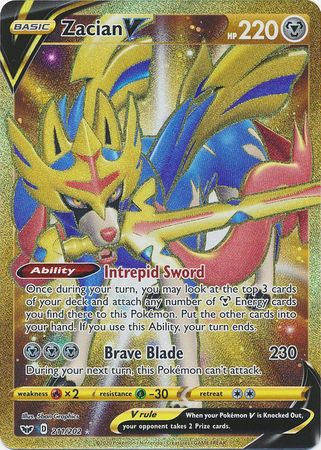 Zacian V Gold Metal Pokemon Card